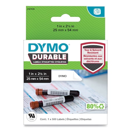 Dymo LW Durable Labels, Medical Prescription Label, 1in. x 2.13in., White 2187918